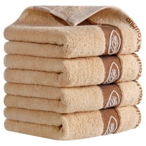 Unique Bargains Soft Absorbent Decorative Hand Towels Set Brown 4 Pcs