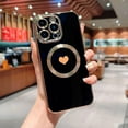 thumbnail image 3 of Magnetic Charging Case for iPhone 14 Pro Max [ Compatible with MagSafe ] Luxury Plating Edge Cute Love Heart Full Camera Lens Protection Raised Reinforced Corners Shockproof Bumper (Black), 3 of 11