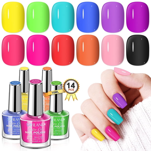 Set de esmaltes de uñas SAVILAND Quick Dry 12, verde neón, 10 ml, regular