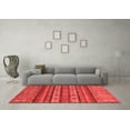 thumbnail image 3 of Ahgly Company Machine Washable Indoor Square Abstract Red Modern Area Rugs, 4' Square, 3 of 4