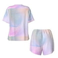 thumbnail image 6 of Wukai Rainbow Women's Pajama Set,Short-Sleeve Top and Shorts with Elastic Waistband and Pockets for Loungewear, Yoga, and Casual Wear-X-Large, 6 of 8