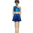thumbnail image 5 of Gubotare Tutu for Toddler Girls Girls Metallic Skater Skirts Shiny Flared Skort,Blue,4-5 Years, 5 of 6