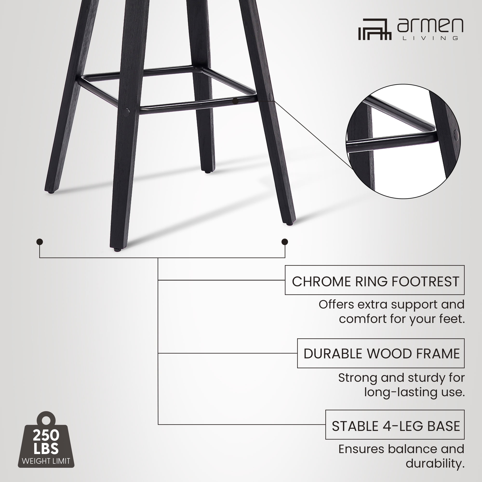 Tyler 30" Bar Height Swivel Gray Faux Leather and Black Wood Bar Stool - Set of 2