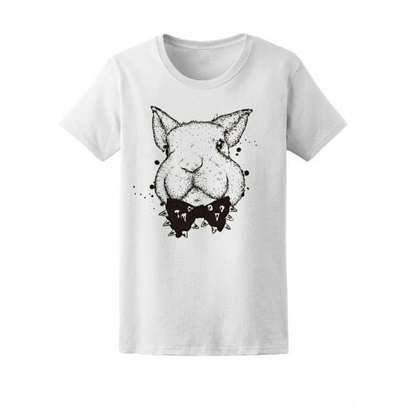 Cute Funny Rabbit Vintage Sketch T-Shirt Women -Image by Shutterstock, Female x-Large