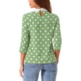 thumbnail image 3 of INSPIRAR CHIC Blusa de Mujer con Cuello Peter Pan en Contraste y Mangas 3/4 Talla XS Verdes, 3 of 5