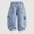 thumbnail image 2 of WXFAZCVU Boys Baggy Jeans Elastic Waist Denim Pants with Pockets Trendy Casual Streetwear Size 3-4 Years, 2 of 3