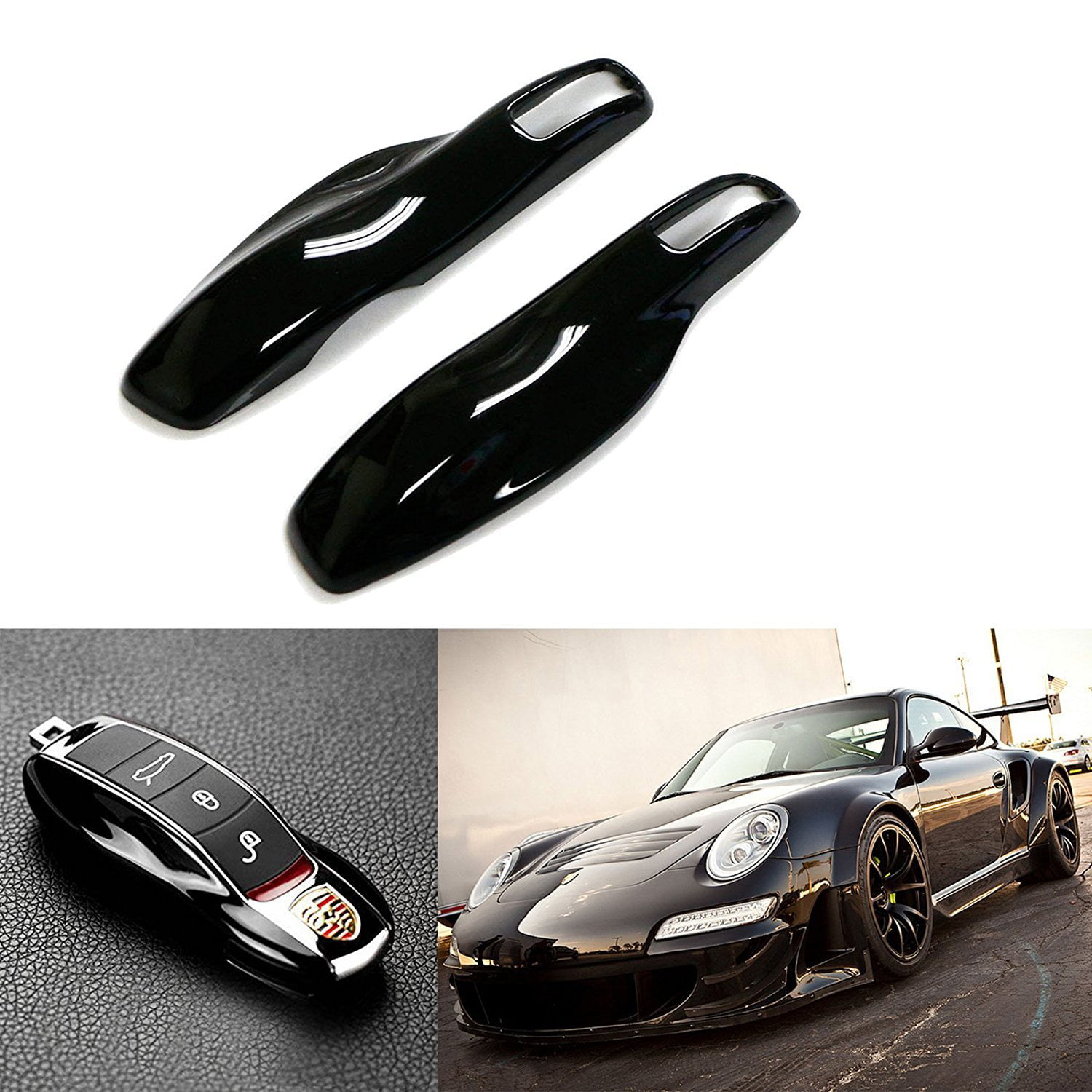Xotic Tech Black Remote Smart Key Shell Holder Cover For Porsche Cayenne  Panamera Macan 911 
