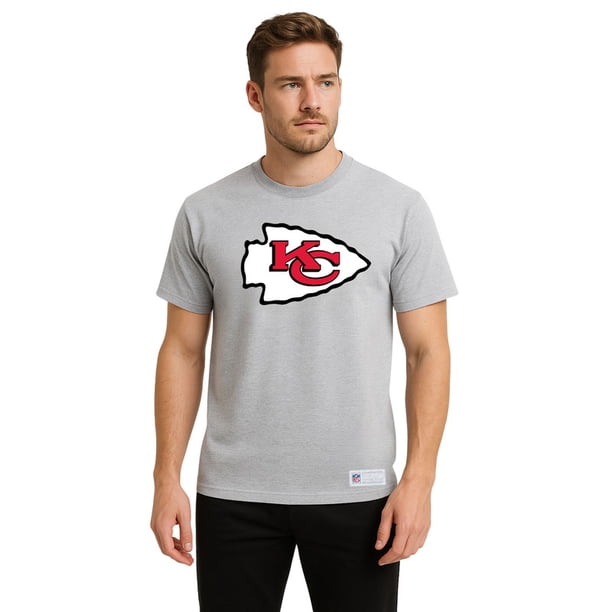 NFL Playera Aficionado Básica Kansas City Chiefs Gris para Hombre, Talla Chica