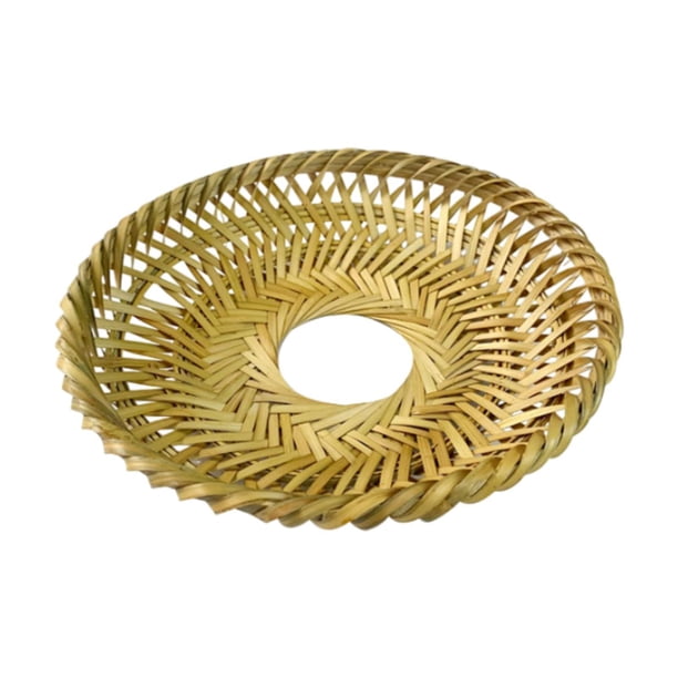 Mantel individual redondo tejido de bambú para mesa de patio de cocina, Navidad L