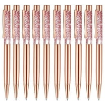 10 Pcs Rose Gold Ballpoint Pens Metal Pen Bling Dynamic Liquid Sand Pen Pretty Pens With Refills Black Ink Office Supplies Gift Pens For Christmas Wedding Birthday
