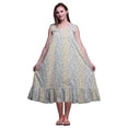 thumbnail image 1 of Bimba Chemises de Nuit en Coton Gris Pâle à 2 Feuilles et Fleurs Imprimées pour Femmes, Robe Sans Manches, Tenue de Nuit, Robe Maxi, Petit, 1 of 6