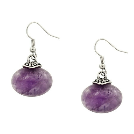 Natural Amethyst Quartz Sphere - Falari Natural Stone Oval Shaped Earring Amethyst