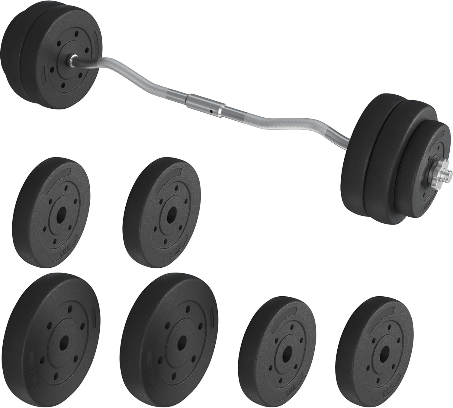 GMNIU Curl Olympic Barbell Set Lifting Exercise Curl Bar Adjustable Olympic Plate Weight Sets Home Fitness Exercise Machines Weightlifting Equipment