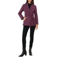 thumbnail image 2 of INSPIRE CHIC Single Breasted Coat for Women's Shawl Collar A Line Outerwear Winter Jacket Pea Trench Coats with Belt S Purple, 2 of 6