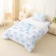 thumbnail image 2 of Erosebridal Ribbon Bow Twin Comforter Sets For Girls,Blue Bowknot Letter A Initial Bedding Set,Reversible,2 Pieces, 2 of 7