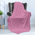 thumbnail image 4 of Floral Soft Flannel Fleece Blanket, Continuous Pattern of Hand Drawn Herbs and Flowers Botanical Blooming, Cozy Plush for Indoor and Outdoor Use, 50" x 60", Pink Eggplant and White, by Ambesonne, 4 of 5