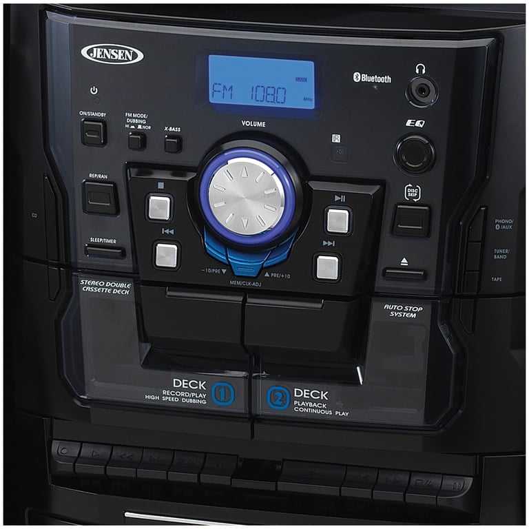 Jensen JMC-1250 BT 3-Speed Turntable with Bluetooth, 3 CD Changer