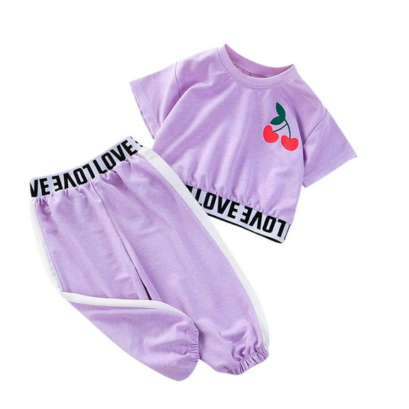 Mercatoo Girls' Active Pants Set 2 Pack Short Sleeve Dry T-Shirt Gym Pants Toddler Baby Girl Clothes Summer Outfits