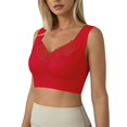 thumbnail image 2 of Lace Bralettes for Women High Support Backless Seamless Bra Wireless Push Up Rosy Lift Bras Posture Correcting Bra Ice Silk No Underwire Bras Full Coverage Lifting & Shaping Bras for Women Red 38, 2 of 6