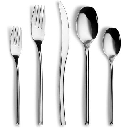40-Piece 18/10 Stainless Steel Flatware Set for 8, Mirror Polished, Dishwasher Safe