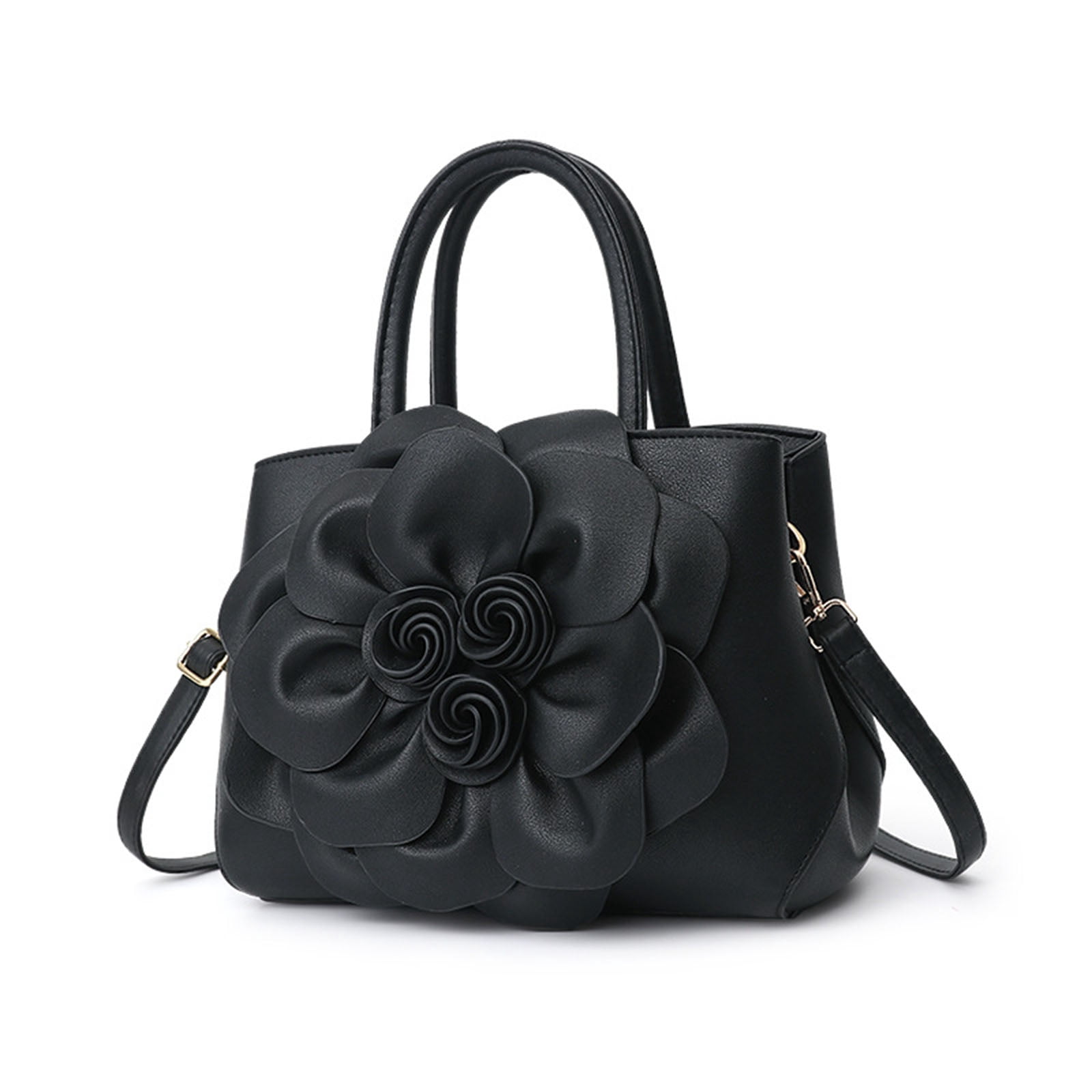 Stylago Purses and Handbags for Women Top Handle Satchel Leather Floral Shoulder Crossbody Bags Ladies Evening Party Tote Black