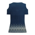 thumbnail image 4 of Stamzod Womens Blouses Fashion Vintage Printed Summer V-Neck Cold Shoulder Short Sleeve Top Casual Loose Fit Beach Vacation Outfits for Women Navy D M, 4 of 6