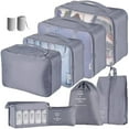 thumbnail image 1 of 9Pcs Storage Bags Set Multifunctional Cosmetic Suitcase Tidy Organizers Large Cosmetic Toiletries Pouch Wardrobe Vacation Compression Suitcase Gray, 1 of 7