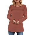 thumbnail image 4 of UVN Blouses for Women Fall Long Sleeve Crewneck Dressy Shirts Casual Waffle Knit Hollow Out Tunic Tops, 4 of 7