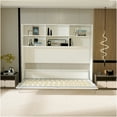 thumbnail image 4 of JERFIT White Modern Horizontal Murphy Bed with Bookshelf, Twin Size Wall Bed, Space Saving Foldable Bed for Bedroom, Guest Room, 4 of 10