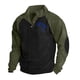 thumbnail image 2 of Blusa y camisa de manga larga con cuello alto para hombre, estilo casual, con estampado de palmeras color cacao, deportiva, con cuello alto, botones y patchwork, de poliéster., 2 of 5