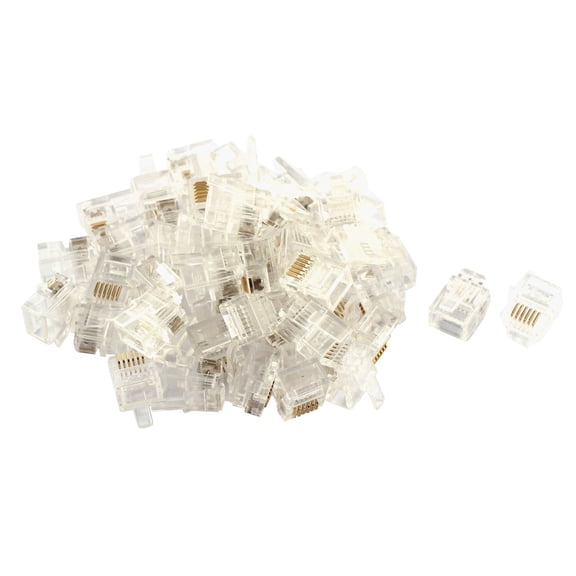 50pcs Clear Housing RJ12 6P6C Modular Plug Telephone Adapter Connector Line End
