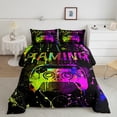 thumbnail image 2 of Castle Fairy Boys Girls Graffiti Gamer Twin Comforter Sets,Abstract Splash Bedding Set, 2 of 8