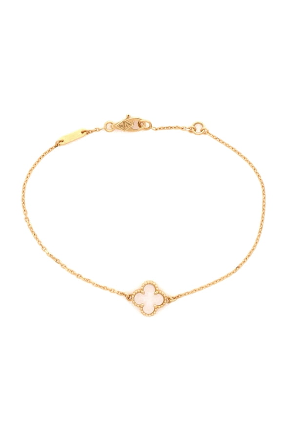 Pre-Owned Sweet Alhambra Bracelet 18K Yellow Gold and Mother of Pearl By Rebag