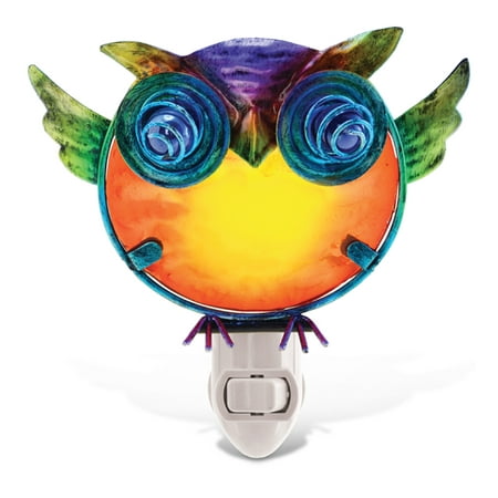 

Puzzled Owl Glass Art Night Light Plug in Socket Lamp