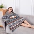 thumbnail image 5 of Oversized Wearable Blanket Hoodie,Blue Boho Tribal Triangles and Arrows Pattern Sherpa Blanket Hoodie with Super Pockets,Super Warm Fuzzy Pullover for Women & Men, 5 of 6