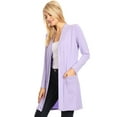 thumbnail image 3 of Women's Casual Open Front Basic Long Sleeves Side Pockets Solid Cardigan, 3 of 4