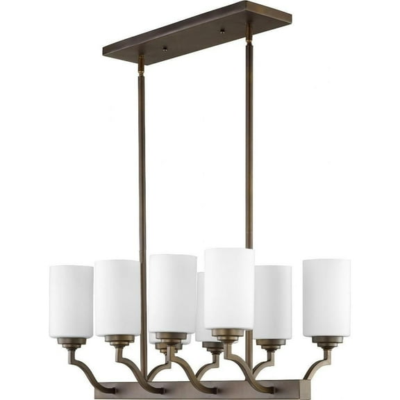 Transitional Eight Light Chandelier-Oiled Bronze Finish-Satin Opal Glass Color Bailey Street Home 183-Bel-2535147