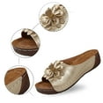 thumbnail image 5 of Slippers for Women,Stylish Opentoe Wedges With Leather Top And Flower Slippers Are Comfortable Shoes With Temperament,Womens Slippers,Gold,6, 5 of 9