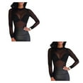thumbnail image 2 of Qarigey Camiseta básica de mujer Camiseta de manga larga para mujer Cuello Tops Negro M Type2 NO2 Qarigey CBP193561, 2 of 5