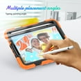 thumbnail image 5 of 3 Layer Case for iPad Pro 10.5 2017/Air 3 2019, for Kids Heavy Duty Protective Case with Screen Protector & Stylus Holder & 360 Rotating Stand and Hand/Shoulder Strap Cover, Orange, 5 of 10