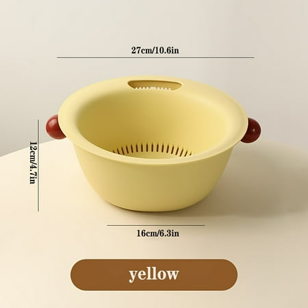 

Thickened Dual-Layer NEWKBO Round Draining Colander Basket for Washing Fruits and Vegetables - Multifunctional and Durable Household Basket with Quick Drain Design - No Electricity Needed
