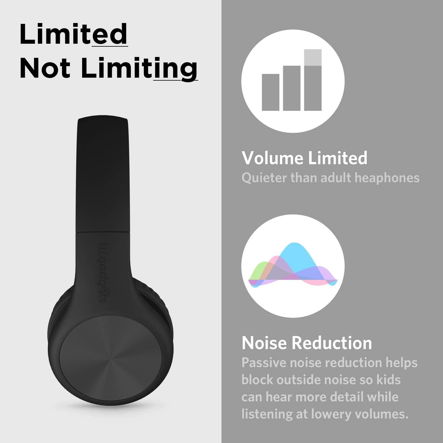 LilGadgets Connect+ Pro Wired Kids Headphones - Designed with Kids' Comfort in Mind, Child-Friendly Foldable Over-Ear Headset with In-line Microphone, Perfect for Toddlers in School, Black
