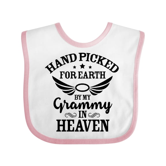 Inktastic Handpicked for Earth by My Grammy in Heaven with Angel Wings Boys or Girls Baby Bib