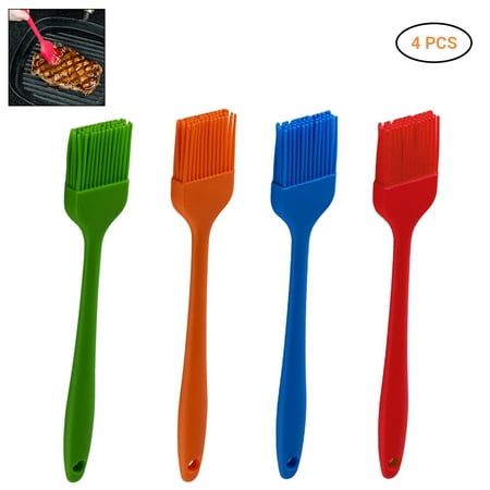 

Heat-Resistant Oil & Sauce Applicator Set of 4 Silicone Basting Brushes for Baking & BBQ