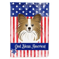 Caroline's Treasures BB2178GF God Bless American Flag with Papillon Flag Garden Size , Small, multicolor
