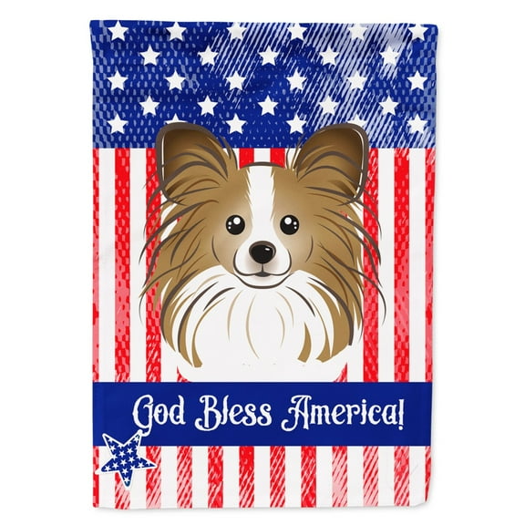 Caroline's Treasures BB2178GF God Bless American Flag with Papillon Flag Garden Size , Small, multicolor