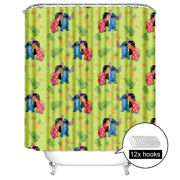 Cartoon Stitch Kawaii Modern Waterproof Shower Curtain For Bathroom