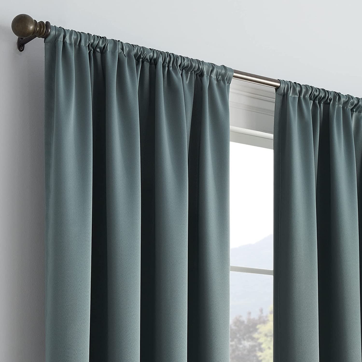 Eclipse Solid Thermapanel Room Darkening Rod Pocket 54 x 63 Panel in Blue River