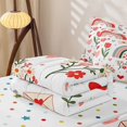 thumbnail image 5 of Manfei Valentine Rainbow Zipper Full Size Comforter Sets with Fitted Sheet and 2 Pillowcases, Cherry Tulip Flower Zipper Bedding Set, White Red Green, Polkadot Reversible, 4-Piece, 5 of 7