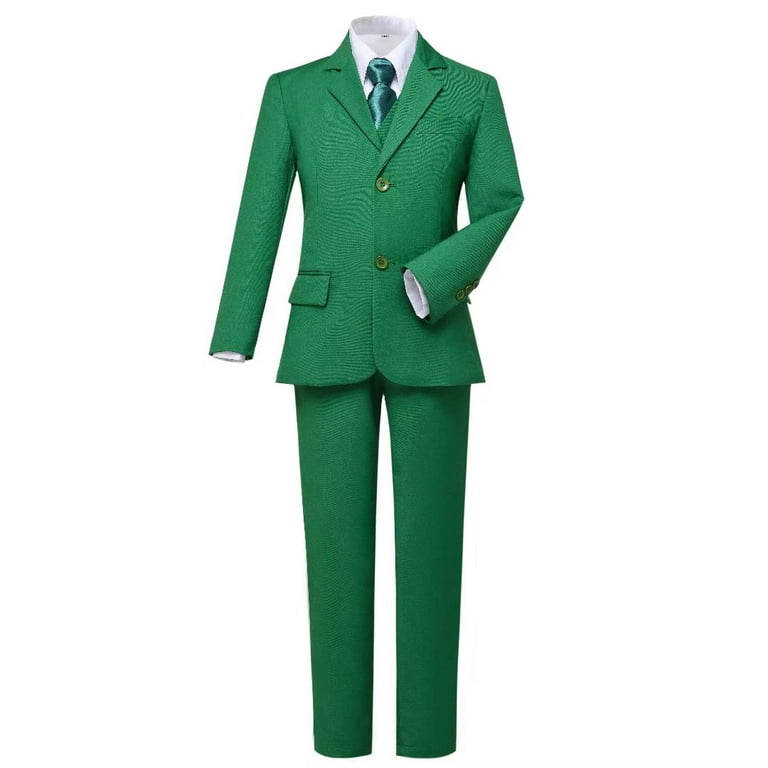 Boys Ring Bearer Suits Boy's Tuxedo Suits Wedding Outfit Suit Kids Suit Set  Formal Dress Clothes Dresswear Green for Boys Size 14